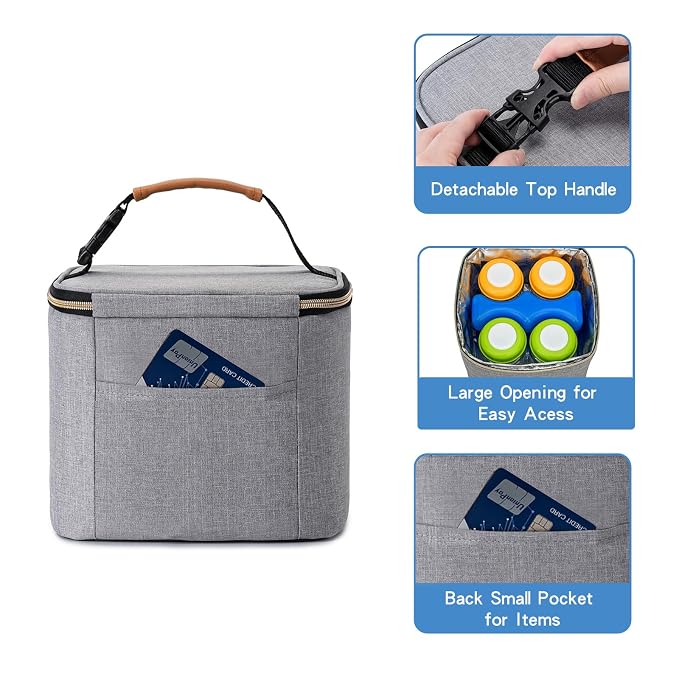 Breast Milk Cooler Bag with Ice Pack Fits 4 Large Baby Bottles Up to 5 Ounce - Image 4