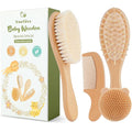 Yoofoss 4 Piece Baby Brush and Comb Set, Wooden Baby Brush by YOOFOSS