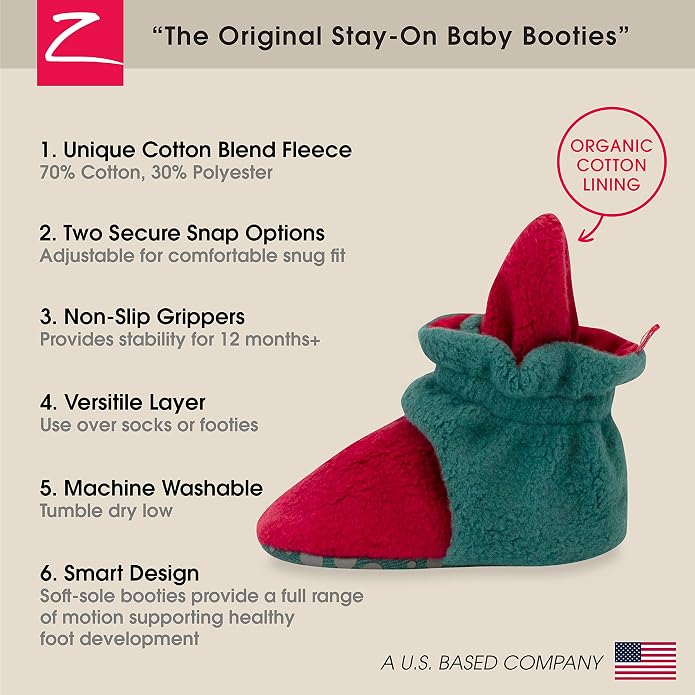 Zutano Unisex Fleece Baby Booties, Two Snap Closure, Newborn to 24 Months - Image 3