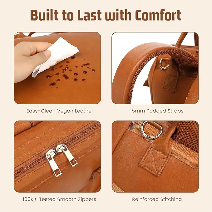 Premium Vegan Leather Diaper Bag Backpack - Image 7
