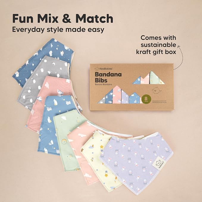 8-Pack Organic Baby Bandana Bibs - Image 9