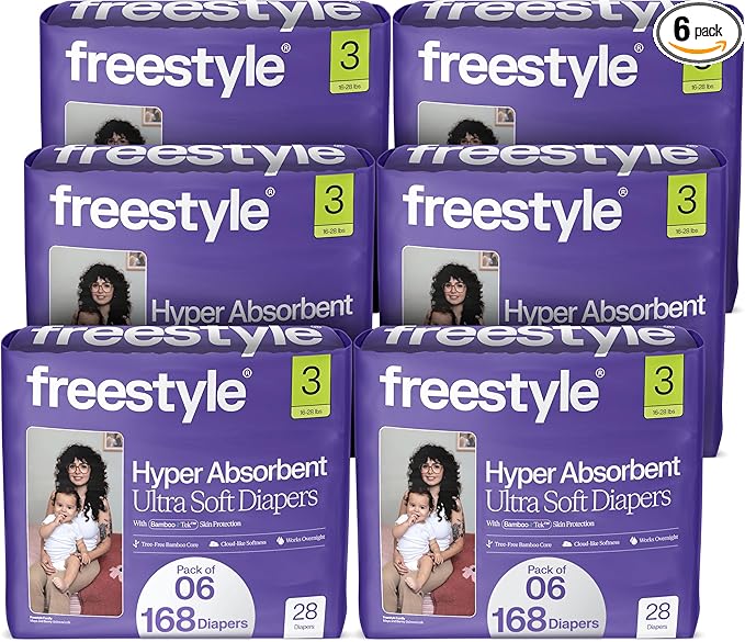 Freestyle BambooTek Diapers – Hyper Absorbent & Non-Toxic – Disposable Diapers by Freestyle