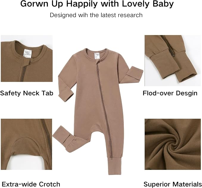 JunNeng 2 Pack Footless Long/Short Sleeve Baby Romper - Image 3