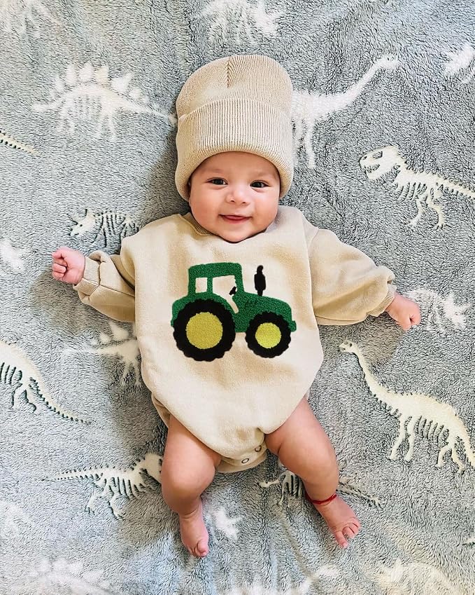 VISGOGO Newborn Infant Baby Boy Girls Oversized Romper Little Dude Sweater - Image 2