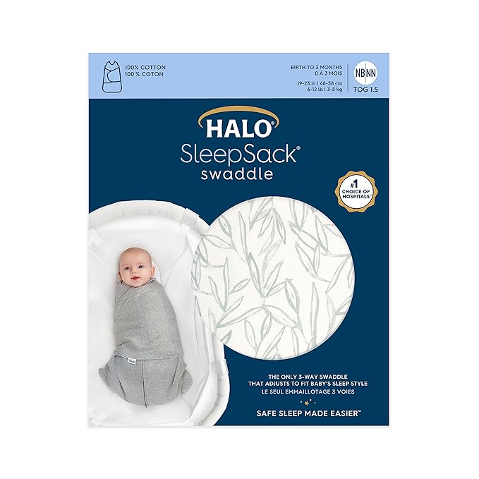 HALO 100% Cotton Sleepsack Swaddle, 3-Way Adjustable Wearable Blanket, TOG 1.5 - Image 2