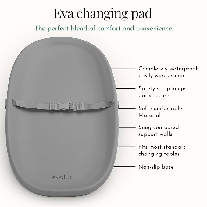 Evolur Eva Baby Changing Pad in Dark Gray, Lightweight and Portable Changing Pad - Image 5
