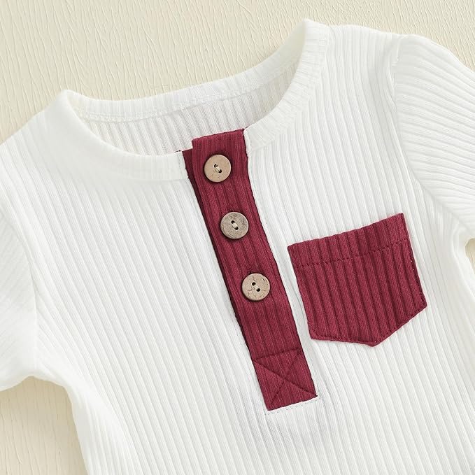 fhutpw Baby Boy Clothes 3 6 12 18 Months Ribbed Knitted Long Sleeve Romper and - Image 5