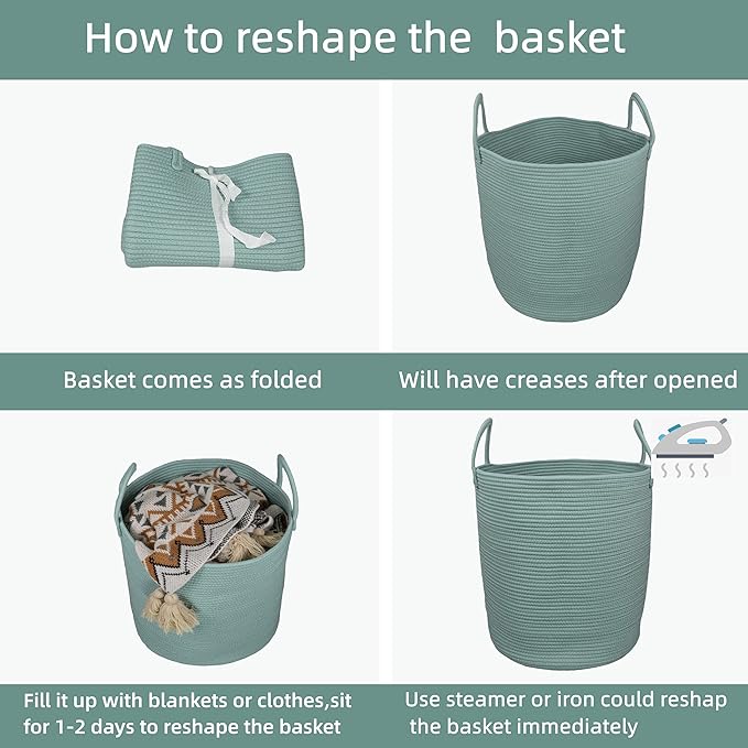 Cotton Rope Laundry Basket Hamper - Image 6