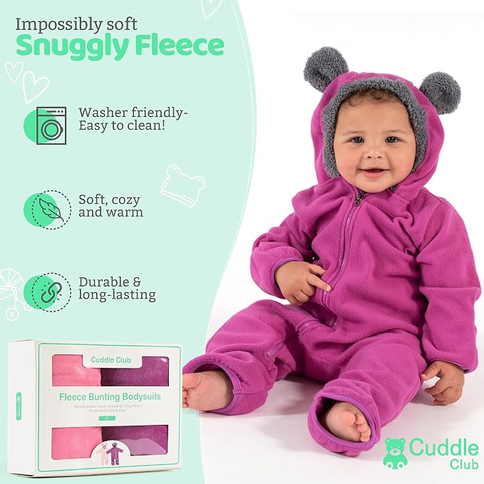 Cuddle Club Fleece Baby Bunting Bodysuit - Image 2