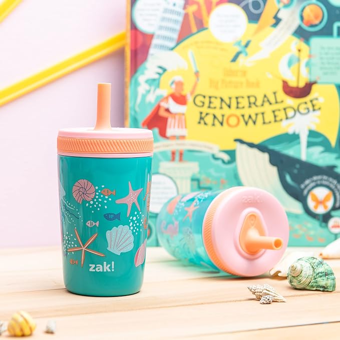 Zak Designs Shells Kelso Tumbler Set, Leak-Proof Screw-On Lid - Image 3