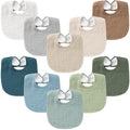 Konssy 10-Pack Muslin Baby Bibs, Soft Cotton Bandana Bibs by Konssy