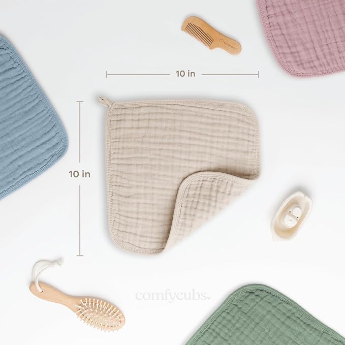 Comfy Cubs Muslin Baby Washcloths 10 Pack - Image 3