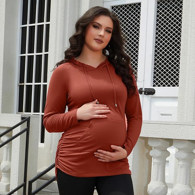 GINKANA Maternity Hoodie Long Sleeves Shirts Casual Maternity Top Pregnancy - Image 3