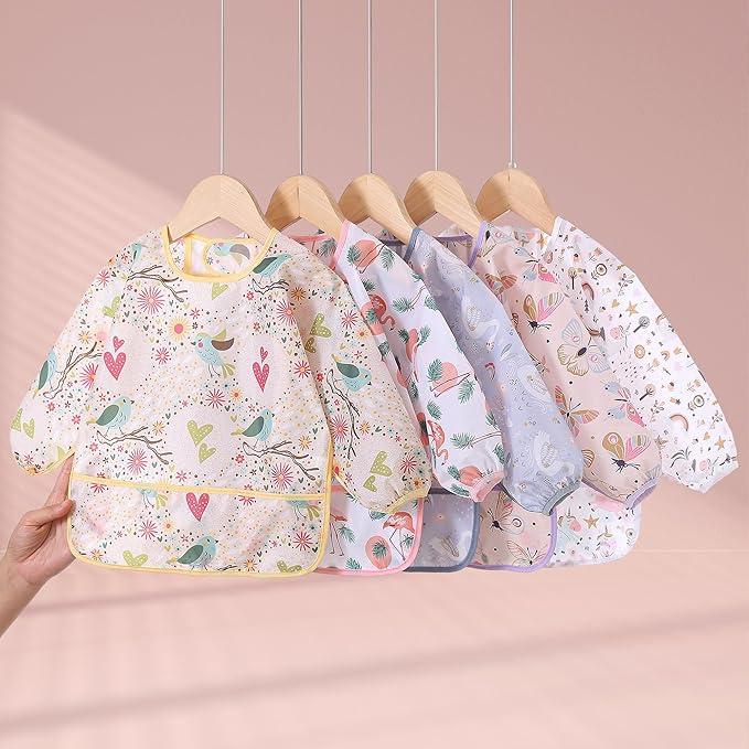 Sleeved Bib, 5 Pack, Waterproof Shirt Bibs - Image 7