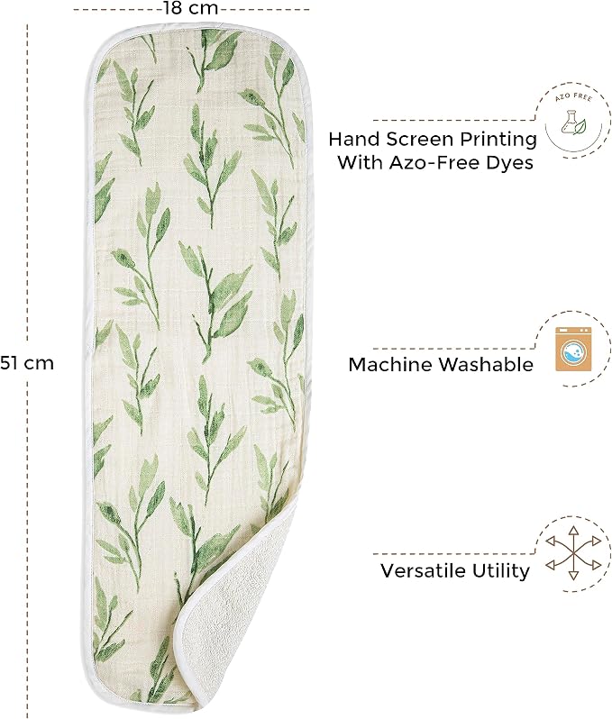 Crane Baby Cotton Muslin Burp Cloths Set of 3, Absorbent Floral Baby Burp Cloths - Image 3