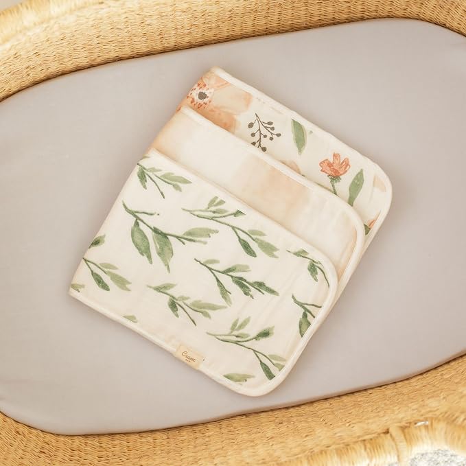 Crane Baby Cotton Muslin Burp Cloths Set of 3, Absorbent Floral Baby Burp Cloths - Image 10