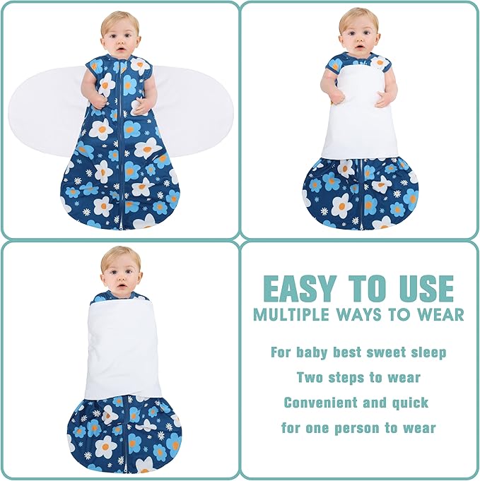 Newborn Sleep Sack Baby Swaddle, 3-Way Adjustable Wearable Blanket, 100% Rayon - Image 3