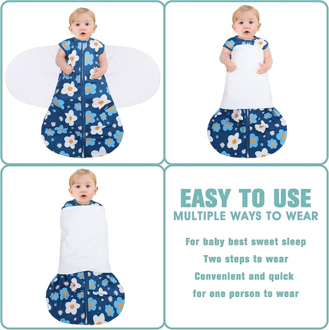 Newborn Sleep Sack Baby Swaddle, 3-Way Adjustable Wearable Blanket, 100% Rayon - Image 3