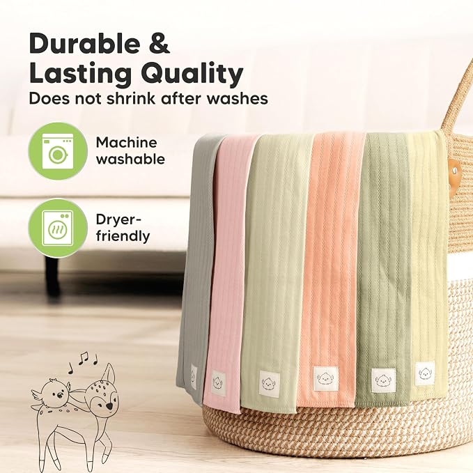 KeaBabies Organic Cotton Burp Cloths Baby Girl, Boy - Image 6