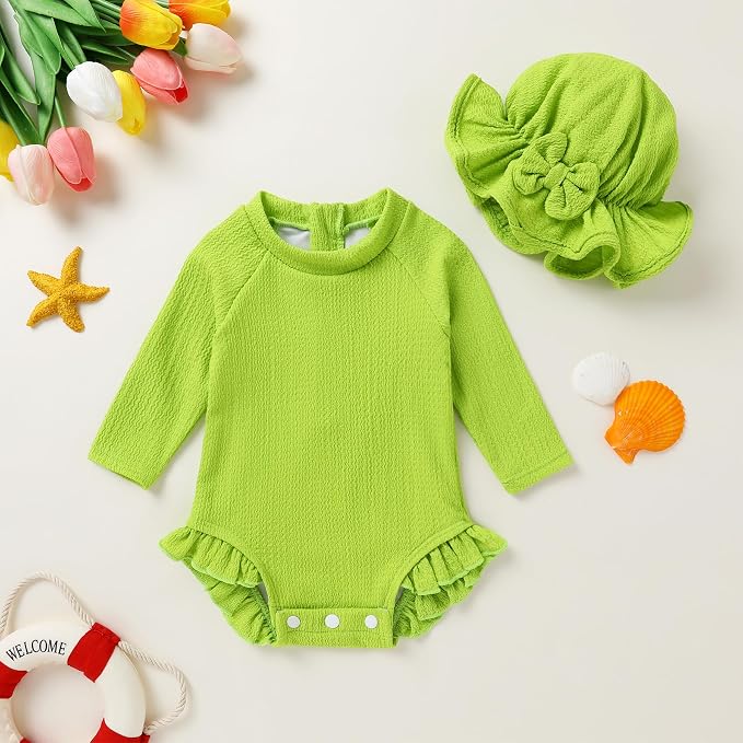 YOUNGER TREE Infant Baby Girls Swimsuit Long Sleeve Swimsuits One Piece - Image 2