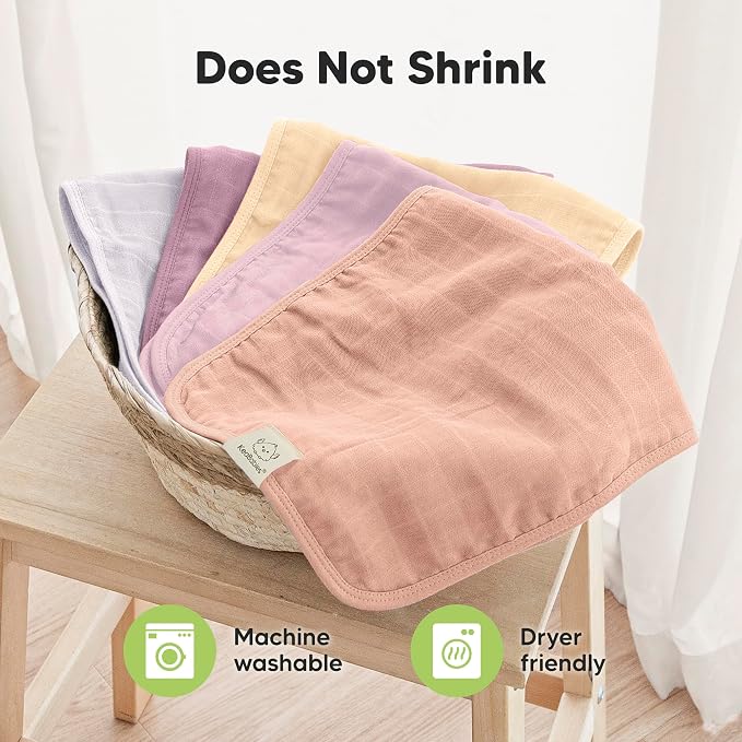 5-Pack Cotton Muslin Burp Cloths Baby Girls, Boys - Image 7
