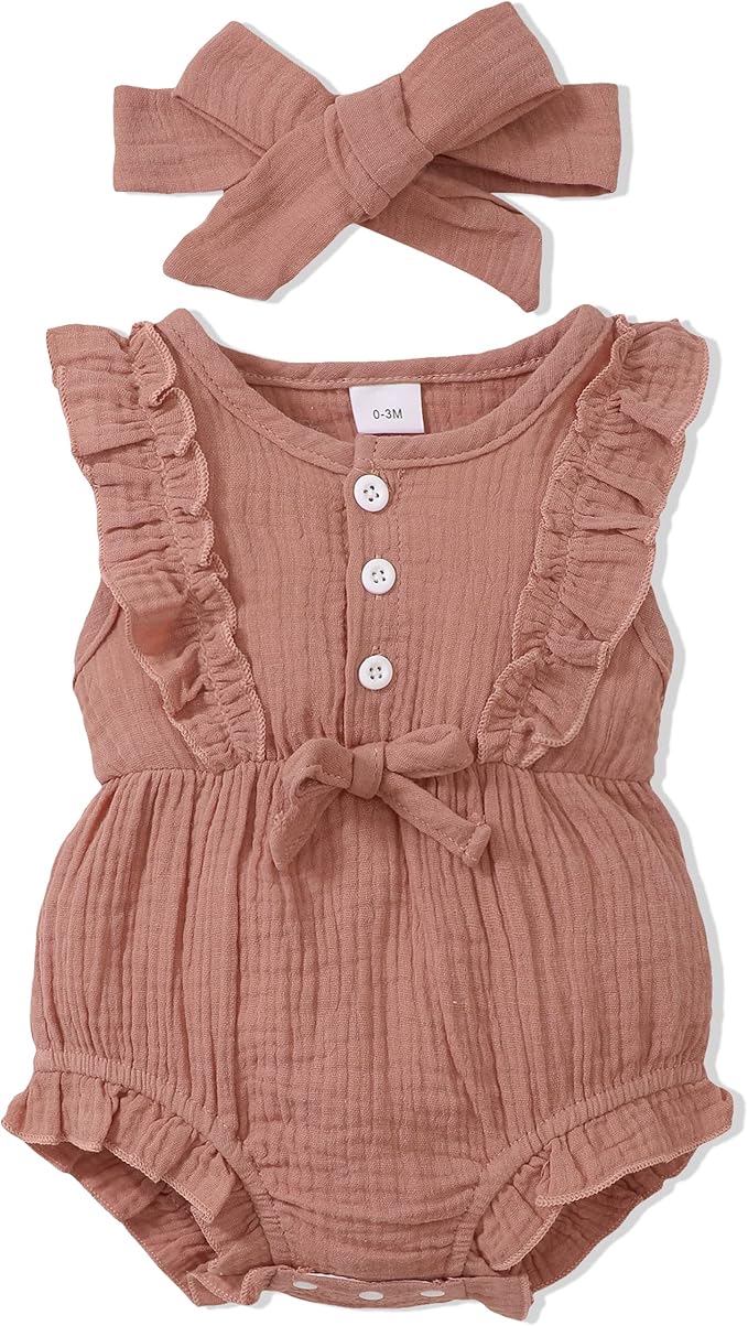 Renotemy Newborn Infant Baby Girl Clothes Rompers Summer Jumpsuits Short Sleeve by Renotemy