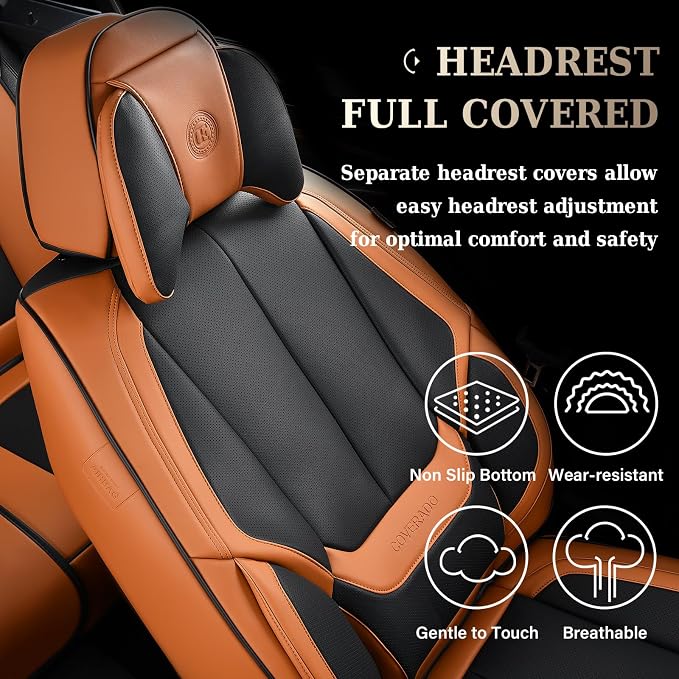 Coverado Universal Seat Covers Front, Waterproof Nappa Leather Car Seat Covers - Image 6