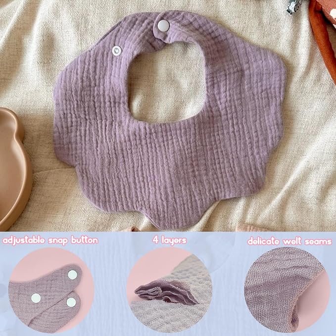 EllieHouse Baby Bibs for Girls Boys 10Pack Muslin Drool Teeth Drooling Teething - Image 4