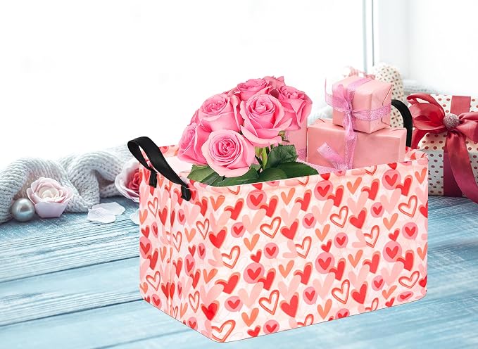 Rectangle Heart Partten Kids Gift Storage Basket Home Shelf Storage Basket - Image 9