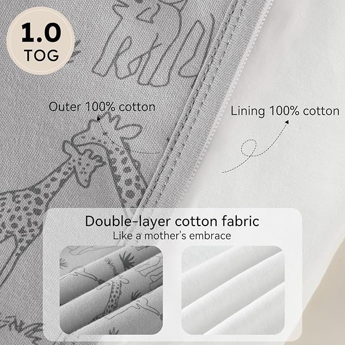 Baby Sleep Sack 18-24 Months 1.0 Tog Baby Wearable Blanket 100% Cotton Sleeping - Image 5