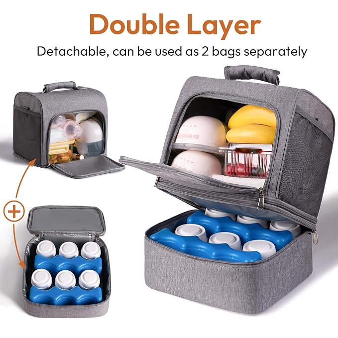 NCVI Breast Pump Bag, Double Layer Removable Pump Bag - Image 3
