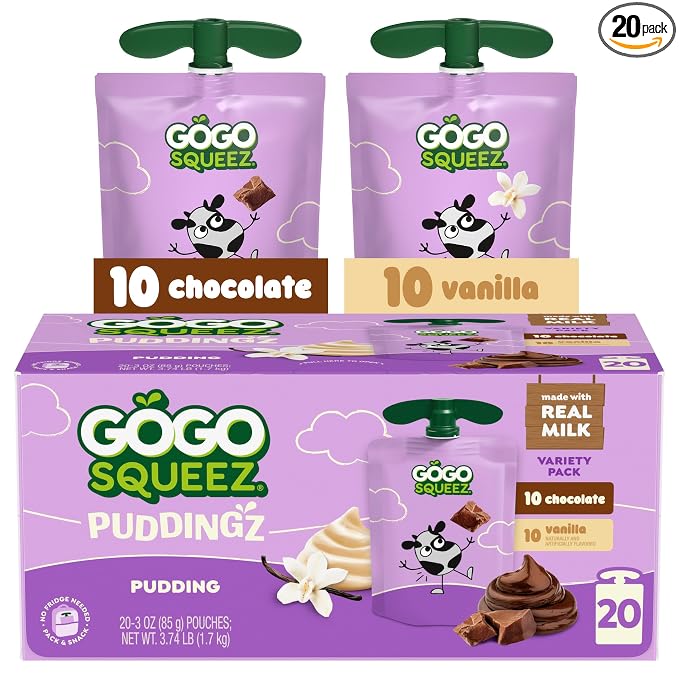 GoGo squeeZ PuddingZ Variety Pack, On-the-Go Chocolate and Vanilla Pudding by GoGosqueeZ