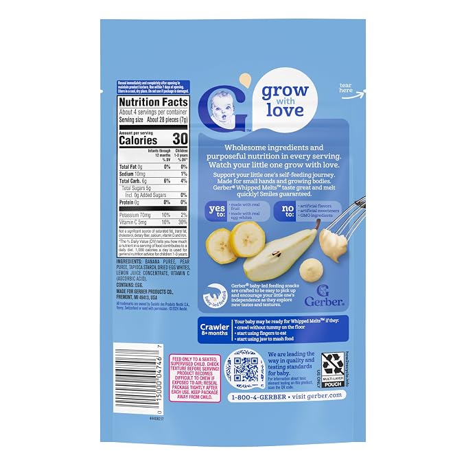 Gerber Stage 3 Baby Food Snacks, Banana Pear Whipped Melts, Baby Led Feeding - Image 11