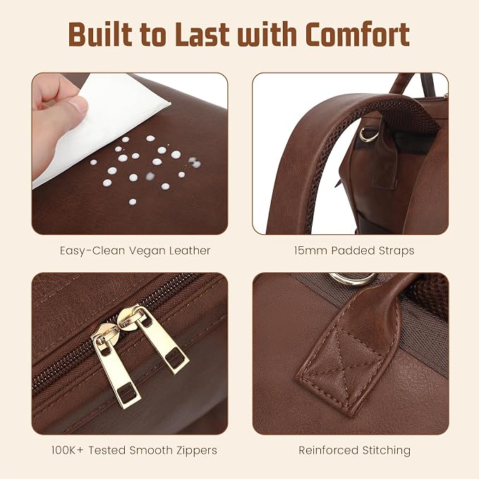 Premium Vegan Leather Diaper Bag Backpack - Image 7