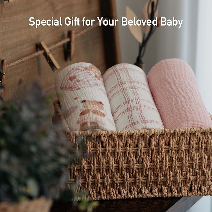 GLLQUEN BABY Muslin Swaddle Blankets, Baby Swaddle Blanket Unisex, Little Bear - Image 8