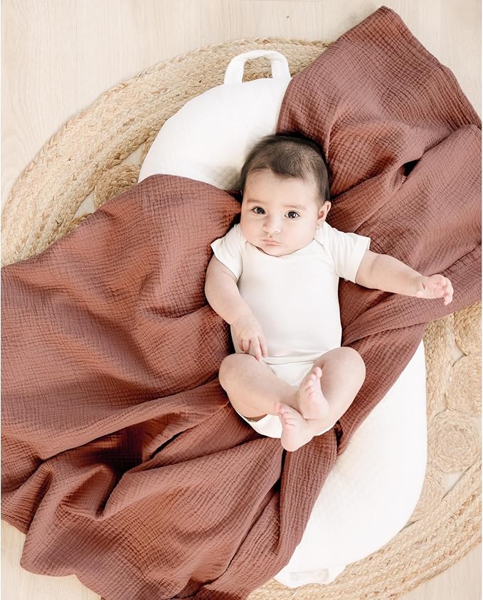 Konssy Muslin Swaddle Blankets for Boys Girls, 2 Pack Receiving Baby Blanket - Image 2