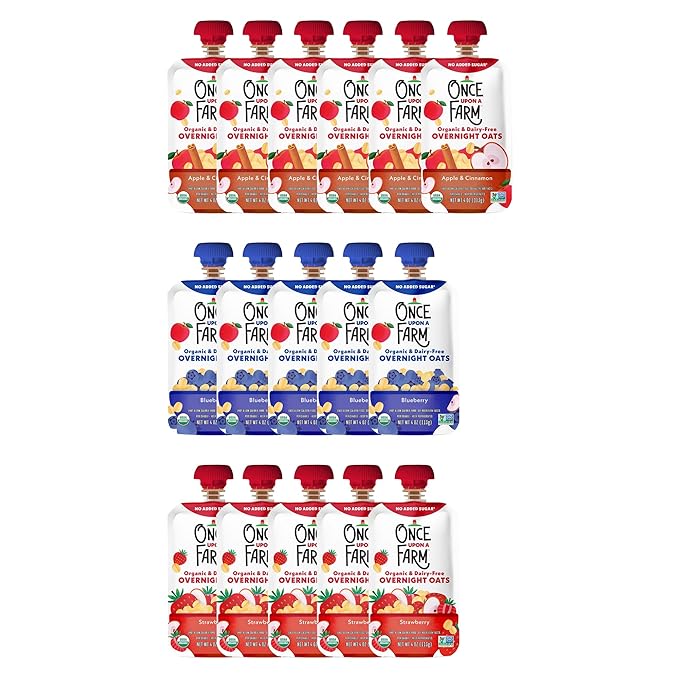 Once Upon a Farm Pouches, Overnight Oats Variety Pack, Strawberry, USDA by OnceUponaFarm