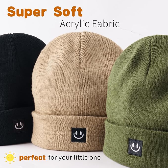 3 Packs Baby Beanie Cute Toddler Beanies Kids Winter Hat Boys Girls Warm Knit - Image 2