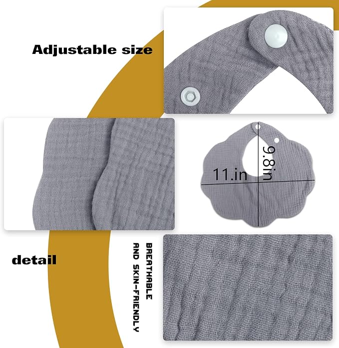 Baby Bibs Muslin Bibs 8 Pack for Drooling and Teething for Unisex Girls Boys - Image 3
