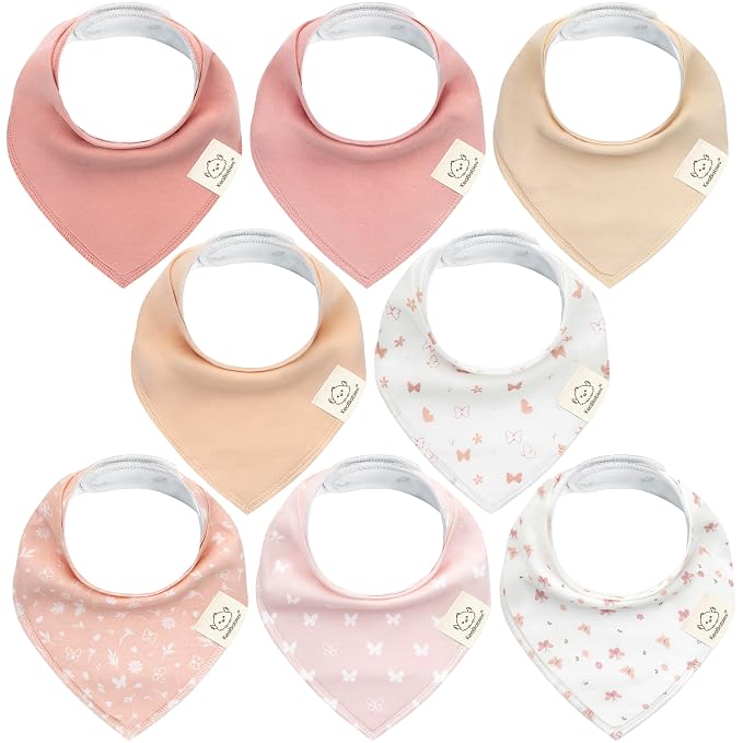 8-Pack Organic Baby Bandana Bibs by KeaBabies