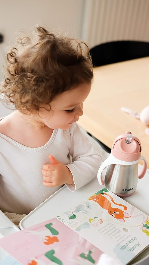 BEABA Stainless Steel Straw Sippy Cup, Insulated Toddler Cups Spill Proof - Image 7
