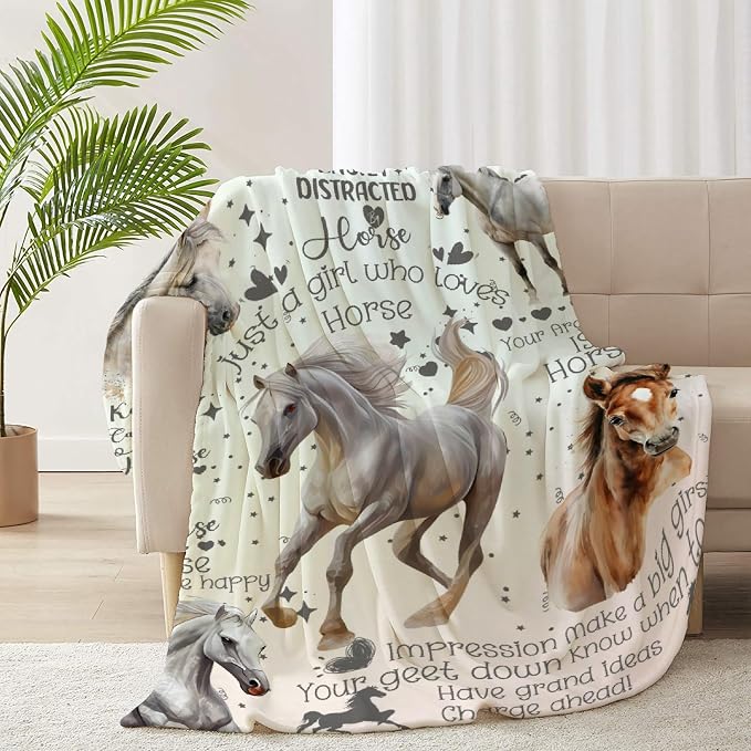 Horse Blanket for Baby Girls Flowers Animals Throw Blanket for Boys, - Image 4