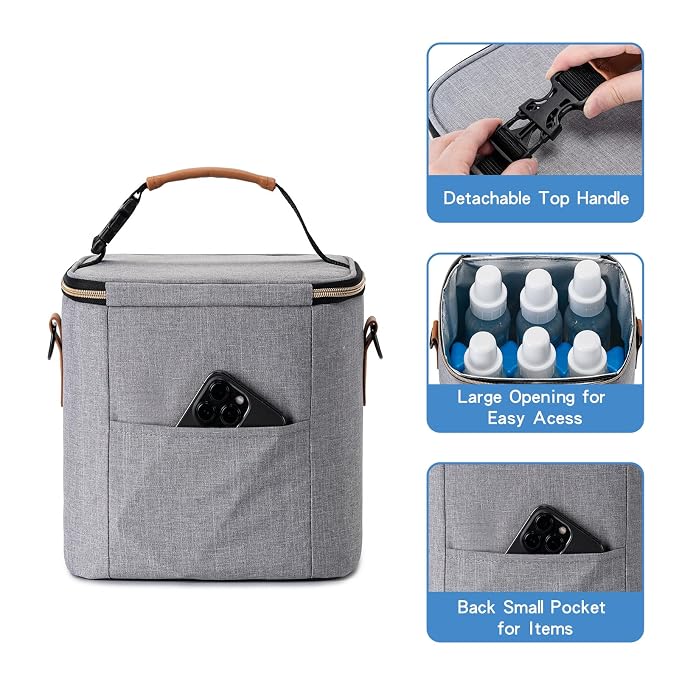 Breastmilk Cooler Bag with Ice Pack Fits 6 Baby Bottles Up to 9 Ounce, Baby - Image 4