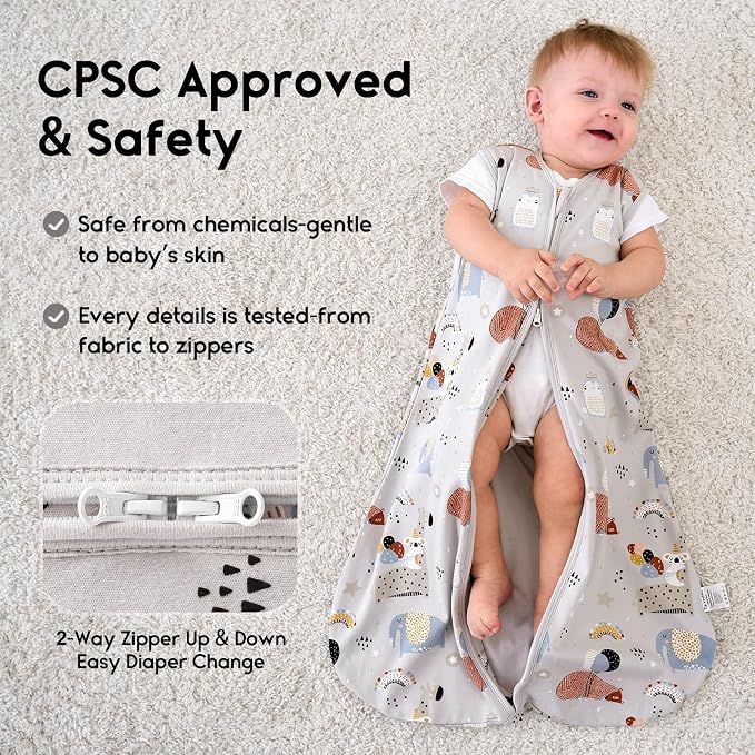 Yoofoss Baby Sleep Sack 0-6 Months 0.5 Tog Wearable Blanket - Image 4