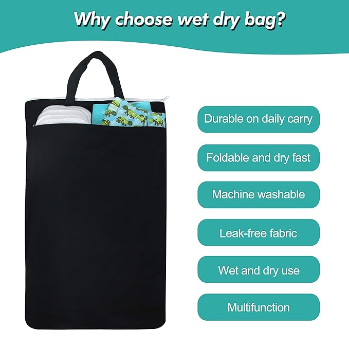 wegreeco Large Reusable Hanging Wet Dry Cloth Diaper Bag - Image 6