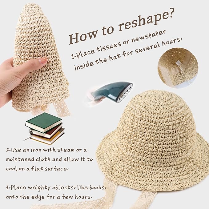 Baby Girl Straw Hat Outdoor Baby Sun Protection Hats Summer Bowknot Beach Cap - Image 5