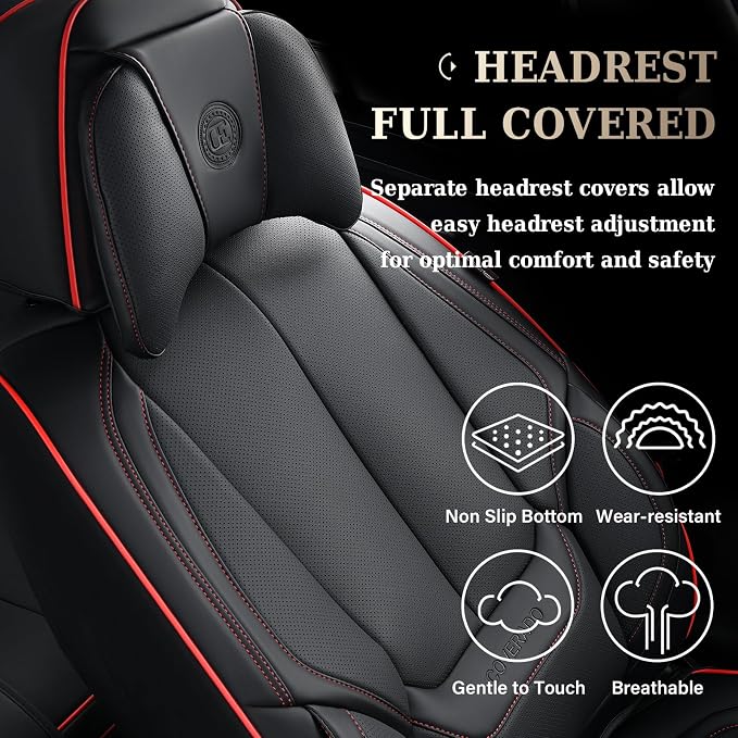 Coverado Universal Seat Covers Front, Waterproof Nappa Leather Car Seat Covers - Image 5