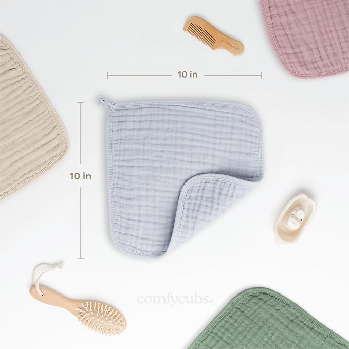 Comfy Cubs Muslin Baby Washcloths 10 Pack - Image 3