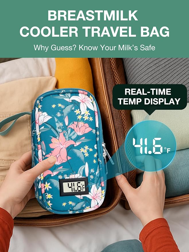 Breast Milk Cooler Travel Bag, Real-Time Temperature Display, Holds 20oz - Image 2