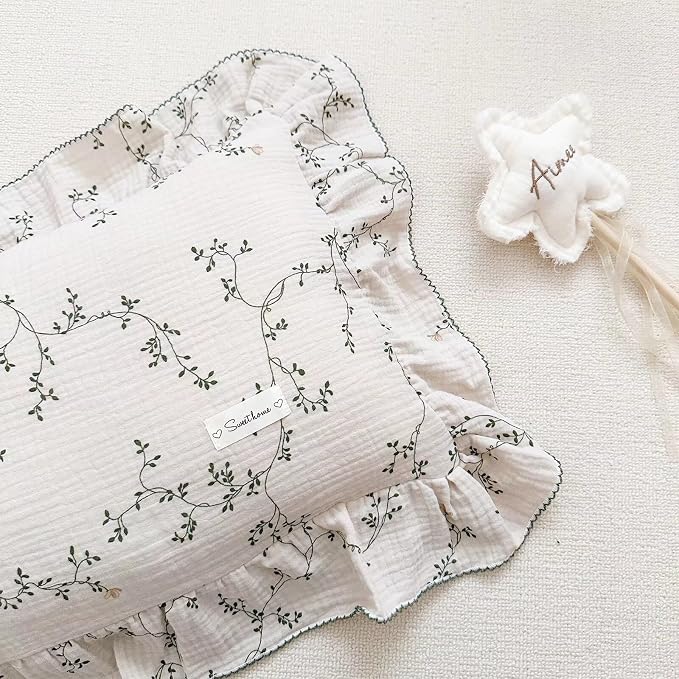 BuLuTu 100% Cotton Muslin Floral Pillowcase Standard Size Soft Breathable Gauze - Image 2
